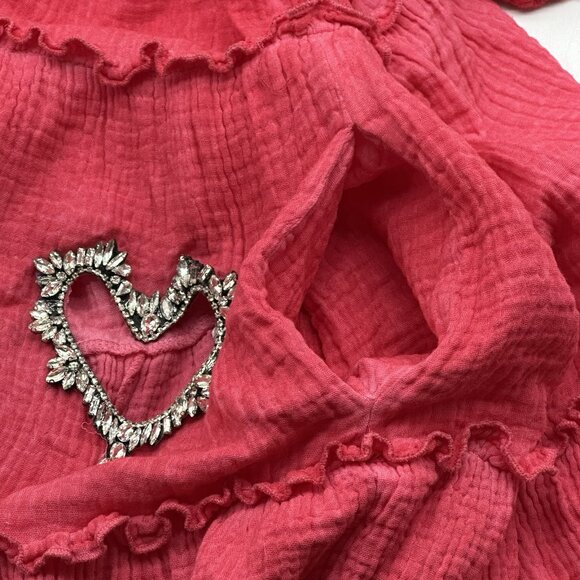 A Rare Bird Shine Bright One Size Star Heart Cutout Bling Rhinestone Tunic Dress - Picture 8 of 12